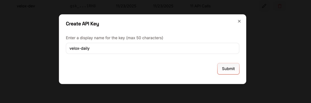 Create API Key in Groq Console