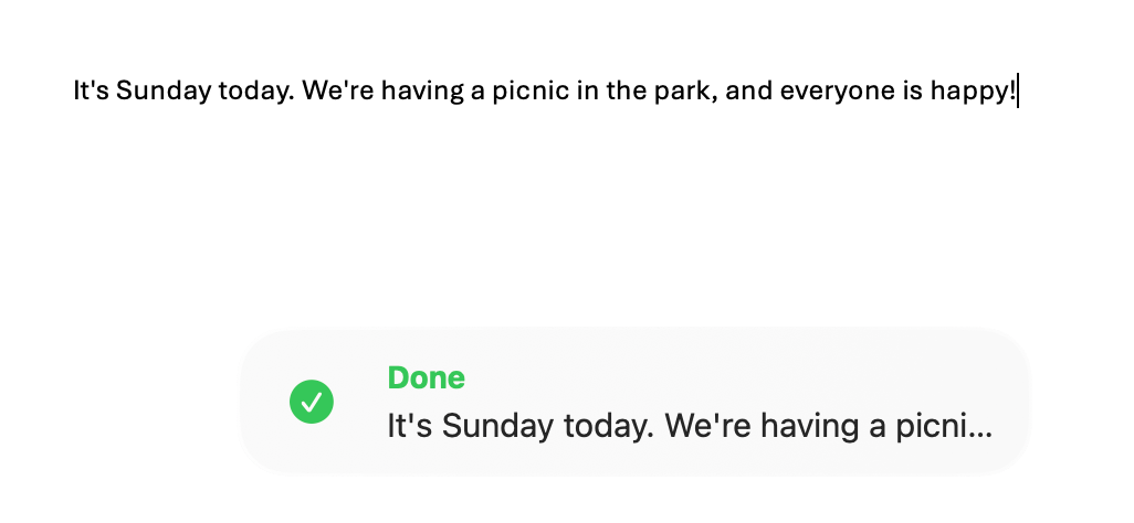 Successful Transcription Result