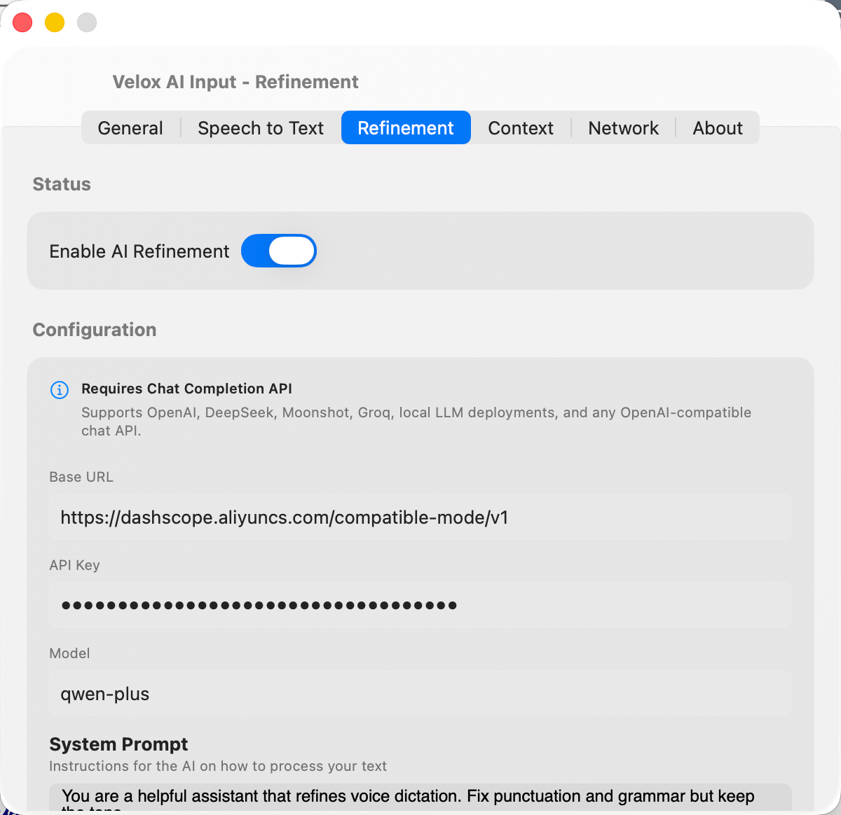Velox Settings - Refinement Configuration
